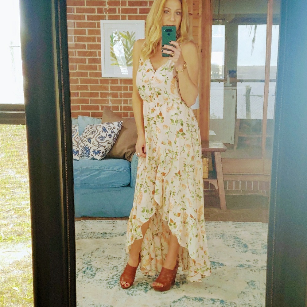 Promesa maxi floral peach dress